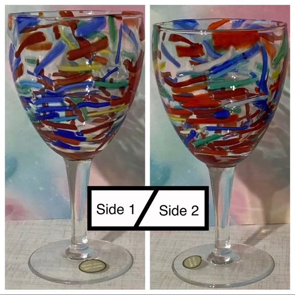💫HOST PICK💫Verre Soufflé “Confetti” Blown Glass 16 Oz Wine Water Goblet NWOT - Picture 8 of 8